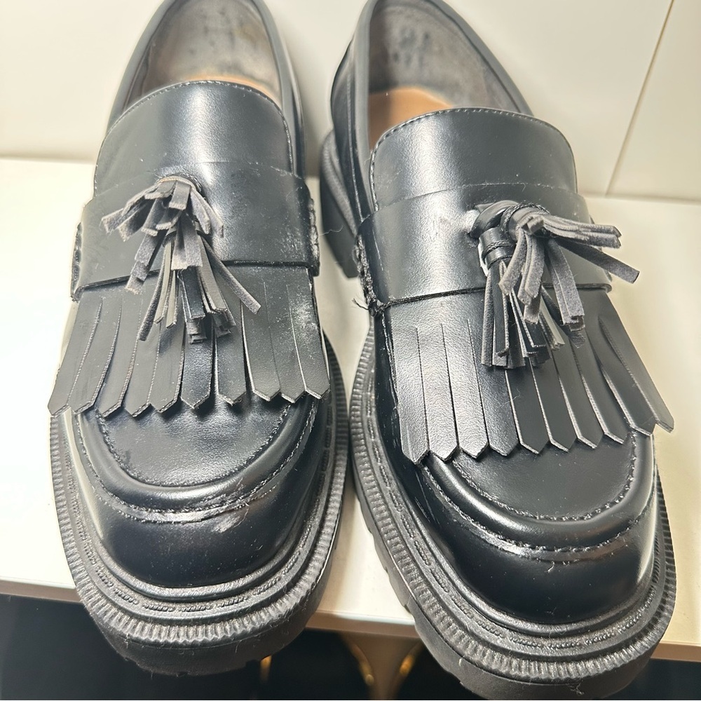 H&M Black Tassel Fringe Loafers